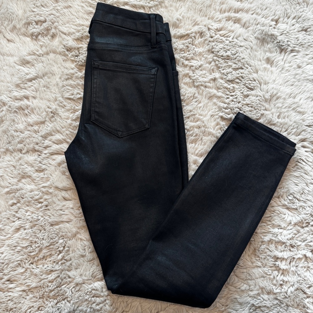 Good American Good Legs Black Waxed Skinny Jeans